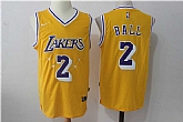 Nike Los Angeles Lakers #2 Lonzo Ball Yellow With Purple Number Stitched Jersey,baseball caps,new era cap wholesale,wholesale hats
